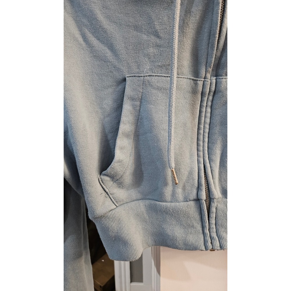 Girlhoodcore Garage Womens Light Blue Full Zip Cropped Hoodie Cotton Blen Size S